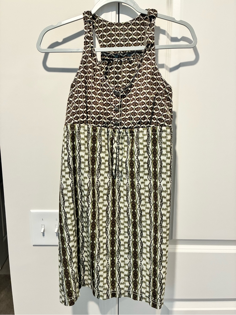 Athleta Sleeveless Featherweight Tank Dress, Tie Front / Snap Detail, Size 2P